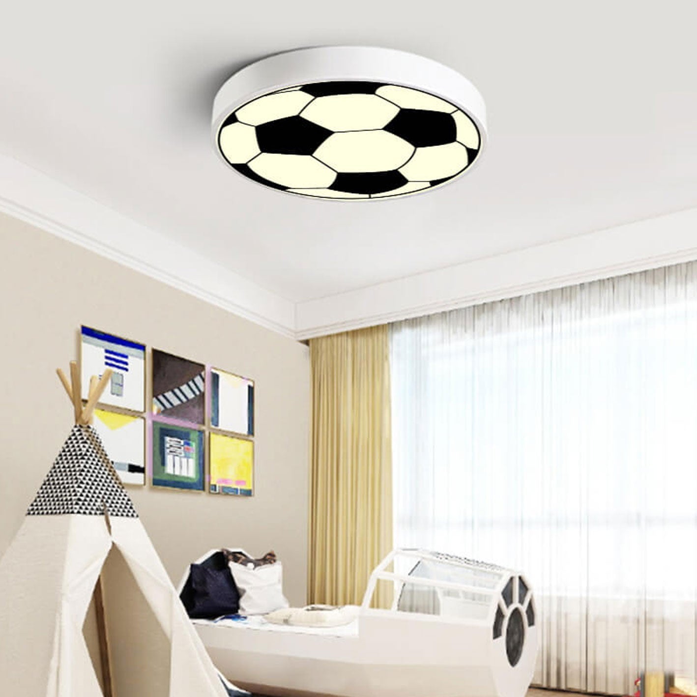 Cartoon Creative Round Football LED Kids Flush Mount Ceiling Light Lumendat