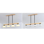 Nordic Solid Wood Cone Glass Shade 3/4 Light Island Light Chandelier BulbSquare