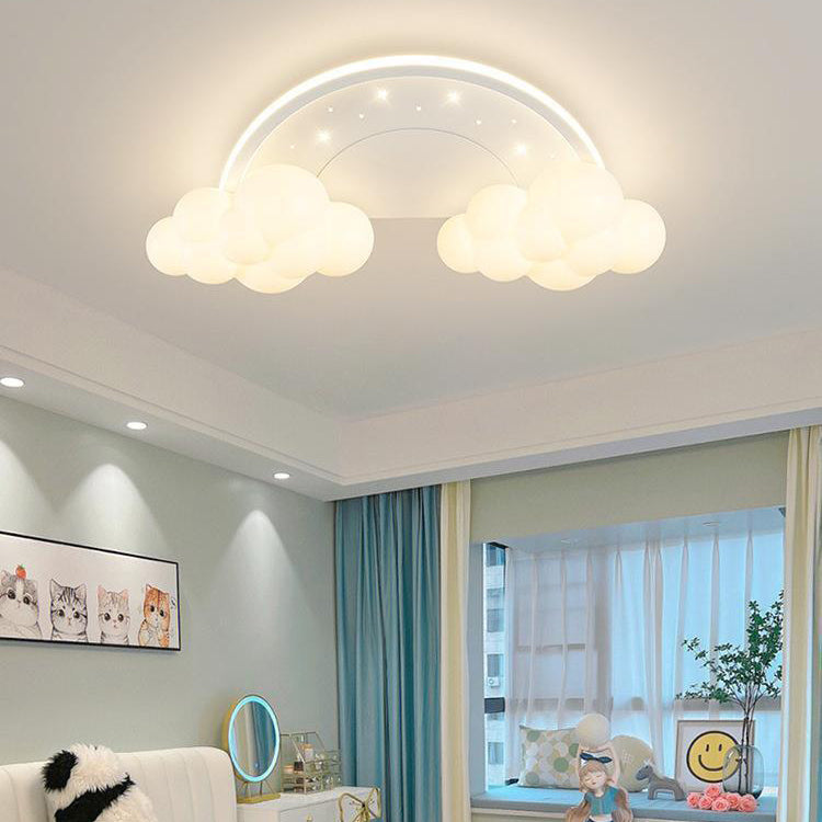 Lumendat Modern Art Deco Kids Iron PE Cloud Rainbow Semicircular Astronaut LED Flush Mount Ceiling Light For Bedroom Lumendat