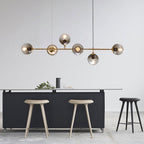 Modern Minimalist Long Glass Round Globe Island Light 6-light Chandelier BulbSquare