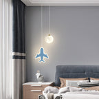 Lumendat Contemporary Creative Cartoon Acrylic Aircraft Moon Shade LED Kids Chandelier For Bedroom Lumendat