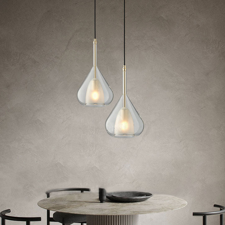 Contemporary Scandinavian Diamond Copper Glass 1-light Pendant Light for Bedroom