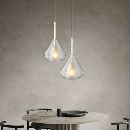 Contemporary Scandinavian Diamond Copper Glass 1-light Pendant Light for Bedroom