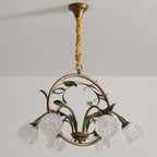 Modern Art Deco Iron Lacquered Ring Tulip Glass Crystal Shade 6/8-light Chandelier for Living Room BulbSquare