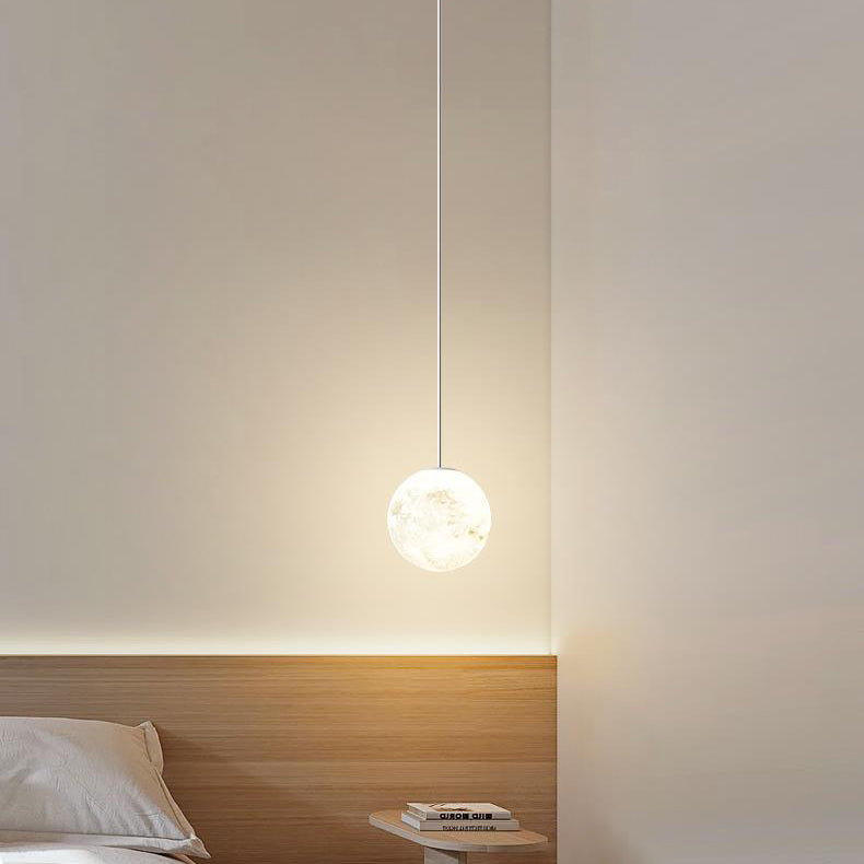 Modern Minimalist Astronaut Moon Iron Resin LED Pendant Light for Bedroom BulbSquare
