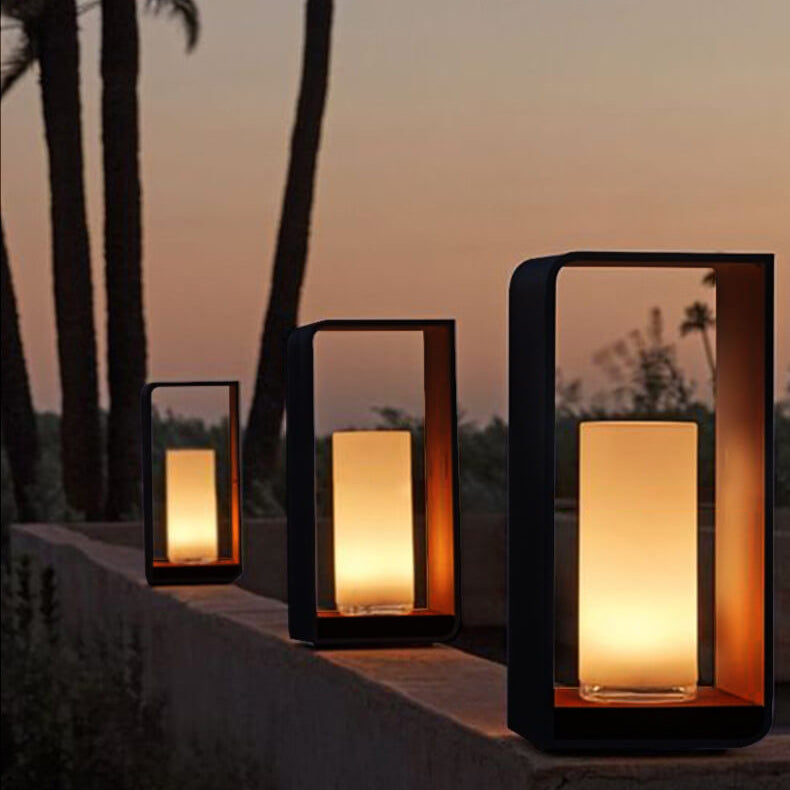 Modern Minimalist Square Frame Stainless Steel Acrylic LED Waterproof Lawn Landscape Light For Outdoor Patio Lumendat