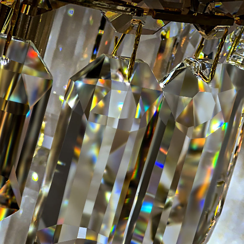 Modern Art Deco Cylinder Metal Crystal 1-light Pendant Light for Living Room