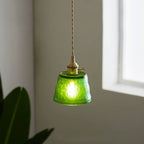 Vintage Glass Brass Drum 1-light Pendant Light BulbSquare
