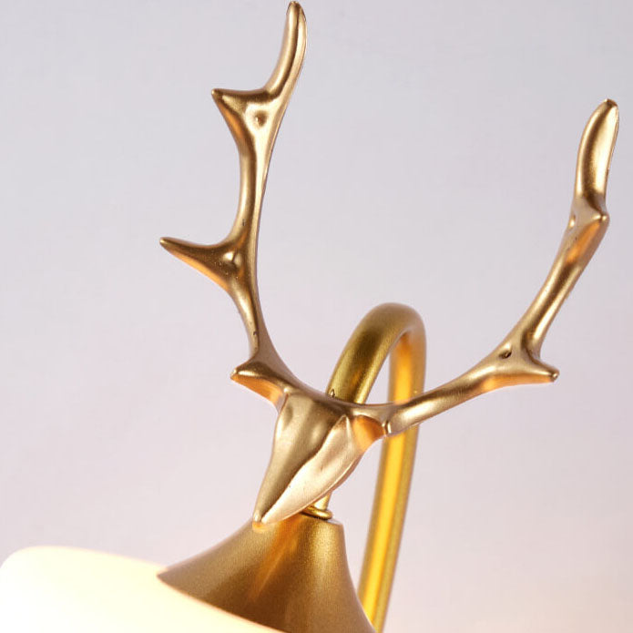 Nordic Creative Antler Glass Cone Shade 1-Light Wall Sconce Lamp for Living Room