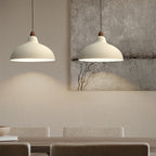 Japanese Simple Iron Dome Solid Wood Top 1-light Pendant Light BulbSquare