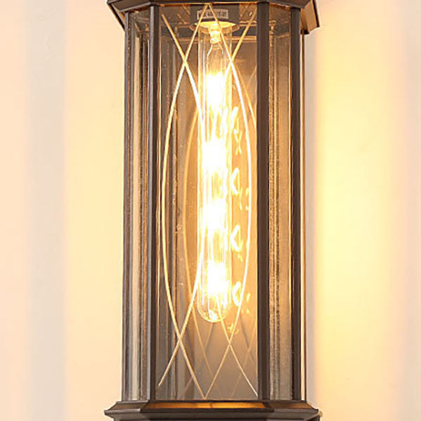 Outdoor Vintage Chinese Transparent Cage 1-Light Waterproof Wall Sconce Lamp Lumendat