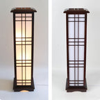 Traditional Chinese Rectangular Parchment Wood 1-Light Standing Floor Lamp For Entertainment Rooms Lumendat