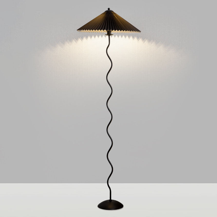 Vintage Fabric Pleated Shade 1-Light Standing Floor Lamp Lumendat