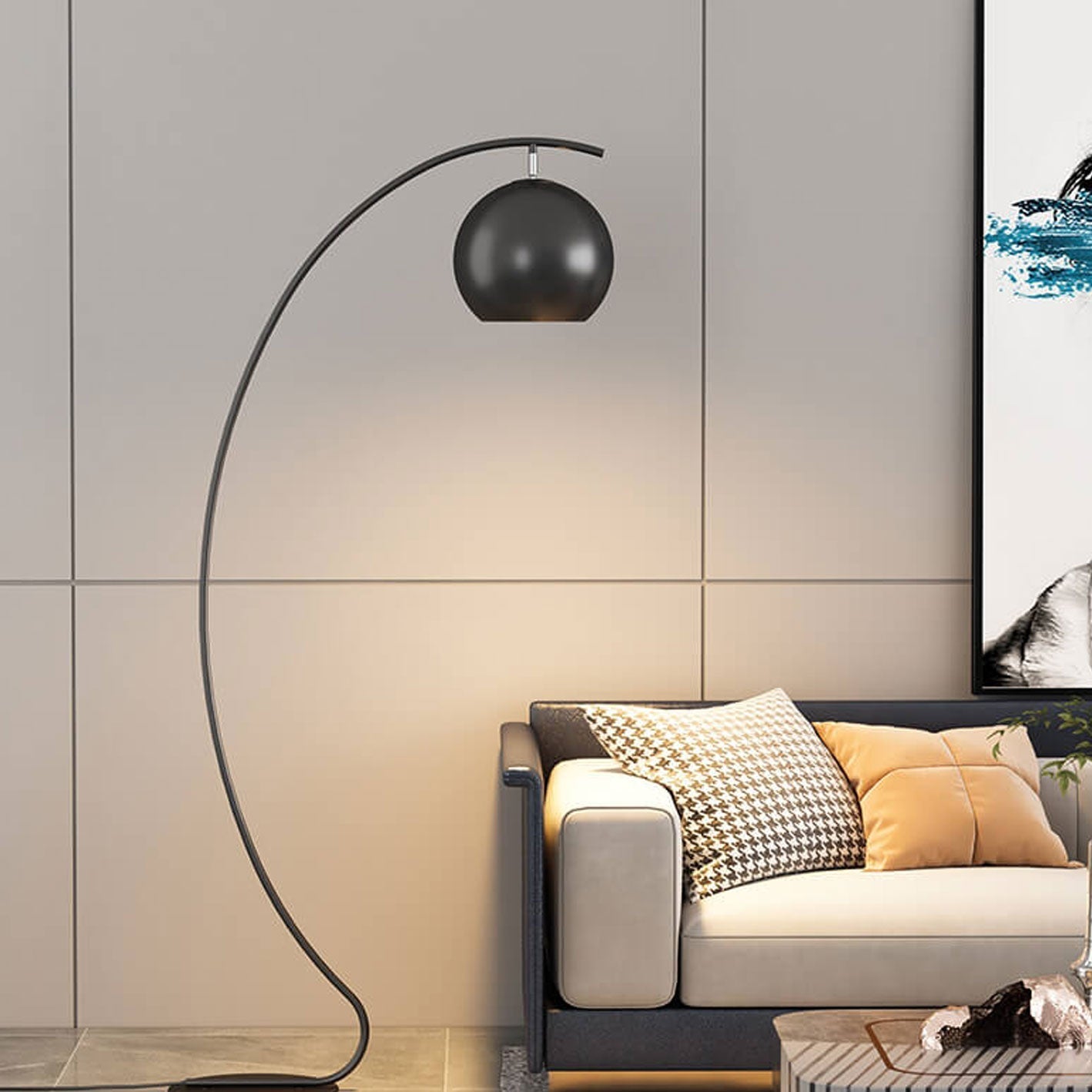 Nordic Minimalist Curved Line Dome 1-Light Standing Floor Lamp Lumendat