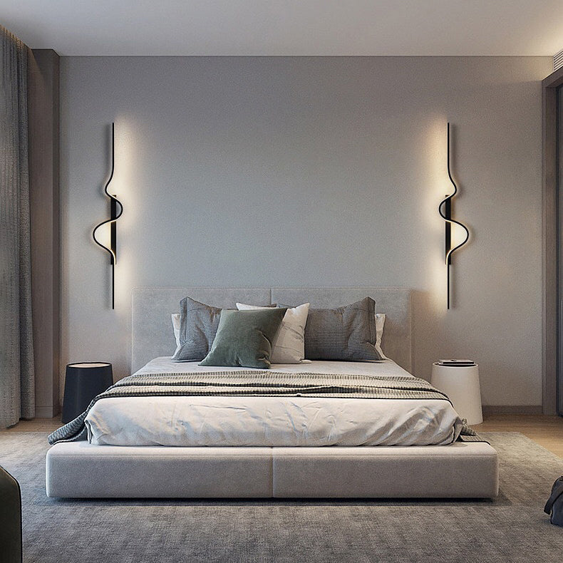 Modern Minimalist Aluminum Corrugated Strip Iron Frame LED Wall Sconce Lamp For Bedroom Lumendat