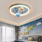 Lumendat Childlike Cartoon Resin Astronaut Round Acrylic LED Flush Mount Ceiling Light Lumendat