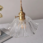 Modern Art Deco Sunflower Copper Glass 1-light Pendant Light for Living Room Lumendat