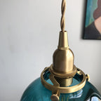 Traditional Japanese Oval Brass Glass 1-light Pendant Light for Bedroom