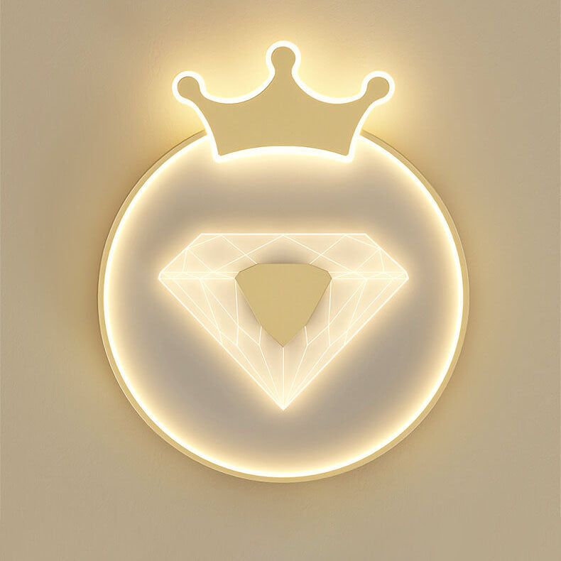 Lumendat Creative Simplicity Round Crown Diamond Acrylic Shade LED Kids Flush Mount Ceiling Light Lumendat