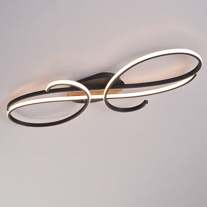 Modern Minimalist Curved Line Iron Aluminum Silicone LED Semi-flush Mount Ceiling Light for Living Room