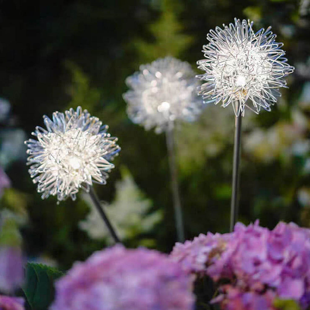 Solar Dandelion Aluminum Wire Globe Light LED Outdoor Waterproof Luminous Garden Insert Ground Landscape Light Lumendat