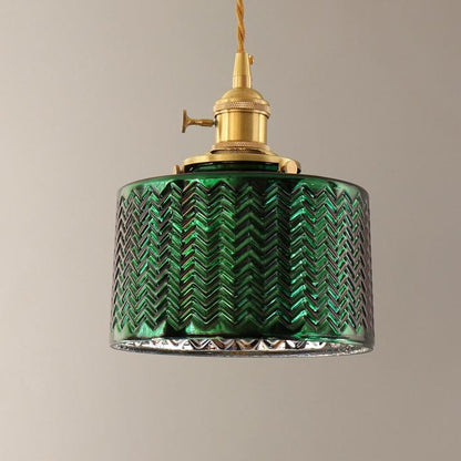 Nordic Vintage Tiffany Green Glass Island Chandelier – 1/2/3 Light, Brass