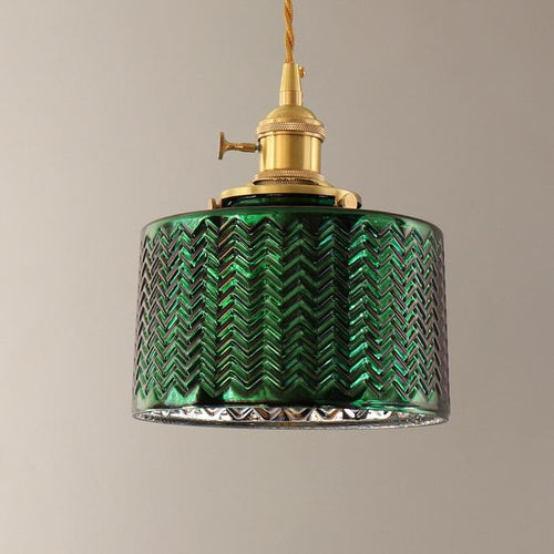 Nordic Vintage Tiffany Green Glass Island Chandelier – 1/2/3 Light, Brass