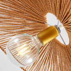 Japanese Minimalist Rope Weaving Straw Hat Round 1-light Pendant Light BulbSquare