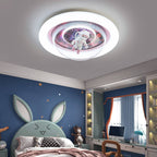 Lumendat Contemporary Creative Cartoon Pink Astronaut Unicorn Round Acrylic Resin LED Flush Mount Ceiling Light For Bedroom Lumendat