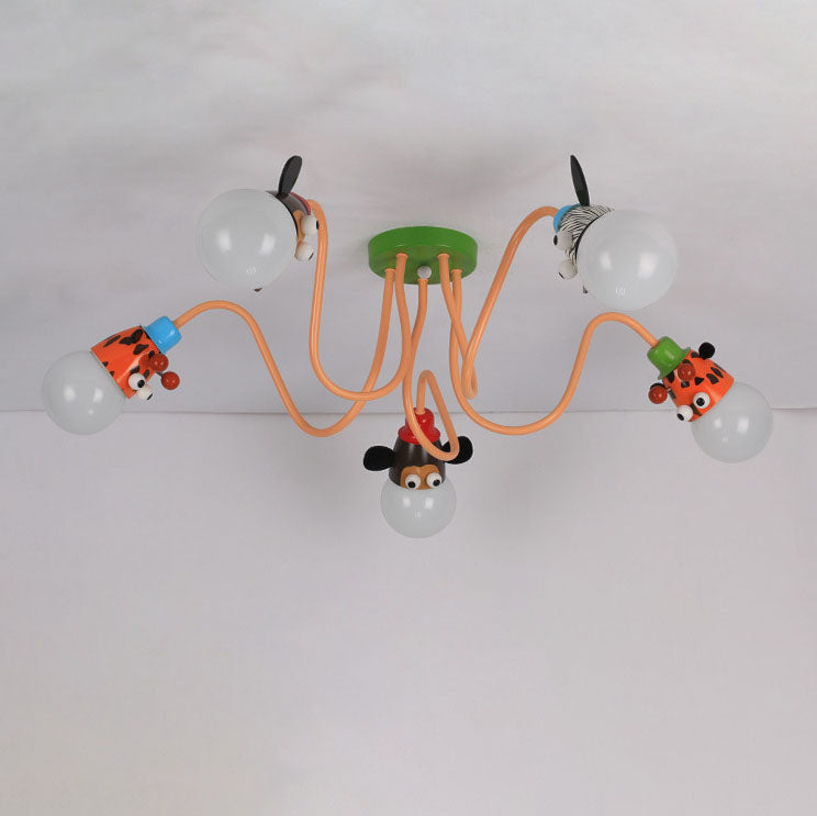 Lumendat Cartoon Creative Animal Light Head 3/4/5 Light Kids Semi-Flush Mount Ceiling Light Lumendat