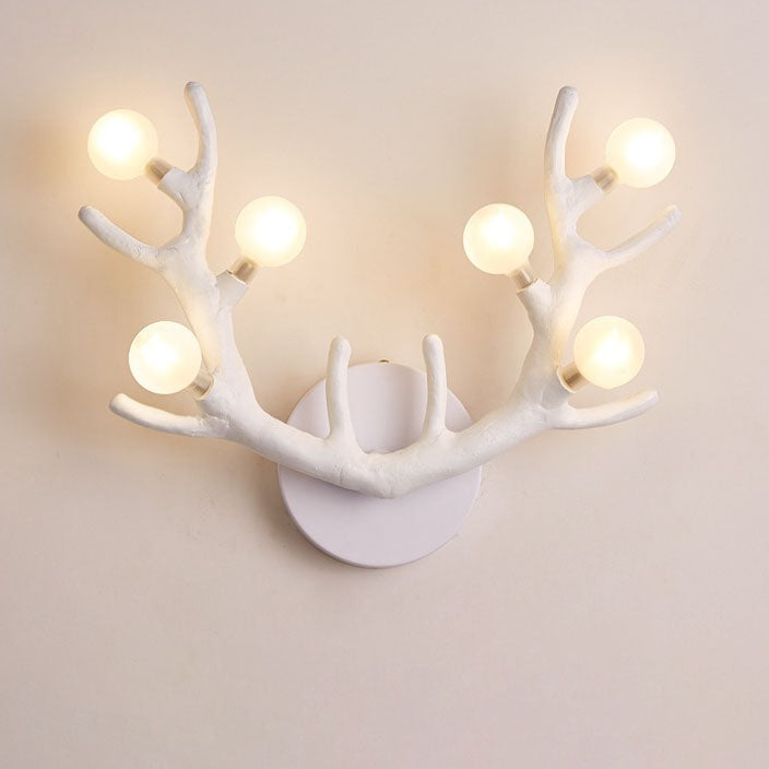 Nordic Creative Resin Antler Tree Branch Glass Ball 6-Light Wall Sconce Lamp Lumendat