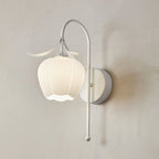 Nordic Vintage Floral Pumpkin Cream Glass 1-Light Wall Sconce Lamp