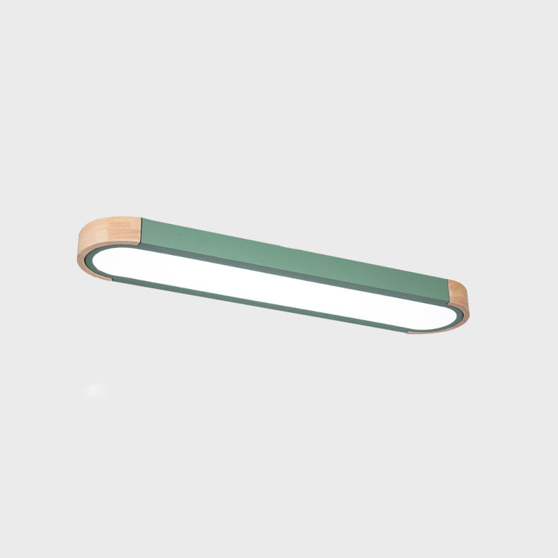 Contemporary Scandinavian Long Oval Iron Log Acrylic LED Flush Mount Ceiling Light For Bedroom Lumendat