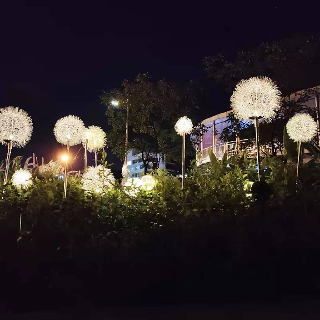 Solar Dandelion Aluminum Wire Globe Light LED Outdoor Waterproof Luminous Garden Insert Ground Landscape Light Lumendat