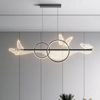 Nordic Light Luxury Butterfly Round Linear Island Light LED Chandelier BulbSquare