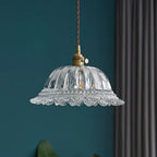 Contemporary Nordic Floral Glass Brass 1-light Pendant Light for Living Room & Bedroom BulbSquare