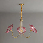 Modern Art Deco Gold Finish Frame Lotus Leaf Glass Shade 3/6-light Chandelier for Living Room Lumendat