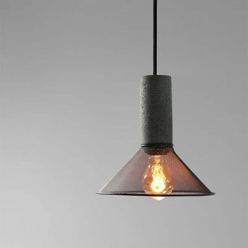 Contemporary Industrial Cylindrical Tapered Cement Iron 1-light Pendant Light for Living Room Lumendat