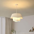 Contemporary Scandinavian Round Iron Acrylic Fabric 4/5 Light Pendant Light for Living Room BulbSquare