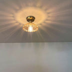 Vintage Brass Glass Dome 1-light Semi-flush Mount Ceiling Light BulbSquare