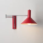 Modern Minimalist Round Tapered Iron 1-Light Retractable Wall Sconce Lamp For Bedroom Lumendat