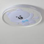 Lumendat Contemporary Creative Kids Round Bear Iron Acrylic LED Flush Mount Ceiling Light For Bedroom Lumendat