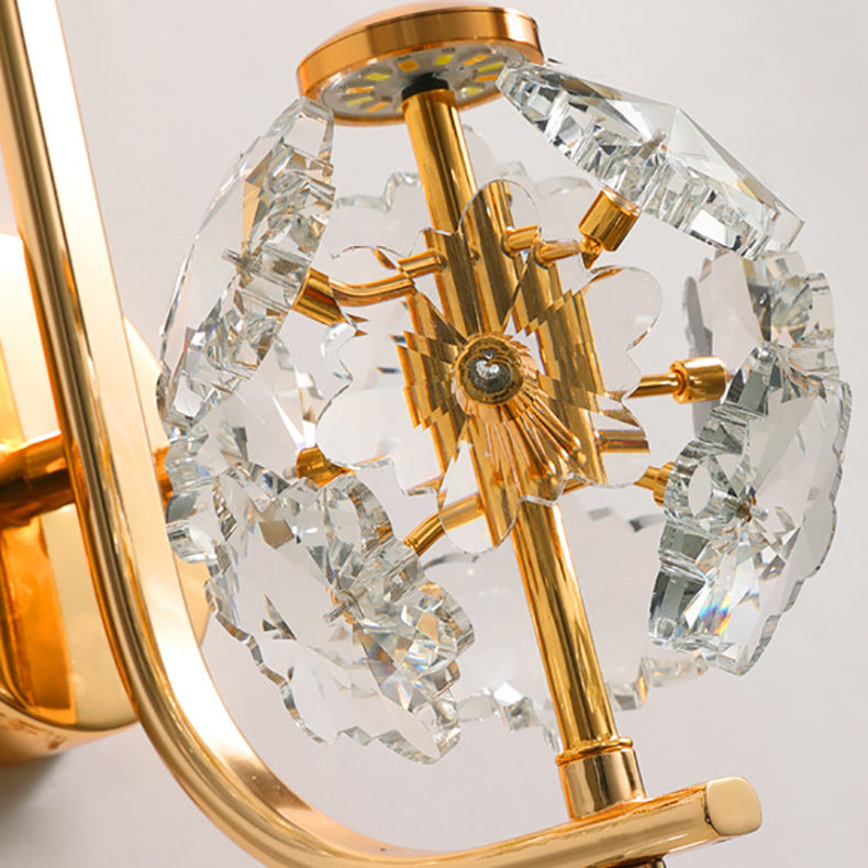 Modern Luxury Metal Iron Stainless Steel Crystal Ball Cylinder 1-Light Wall Sconce Lamp For Bedside Lumendat