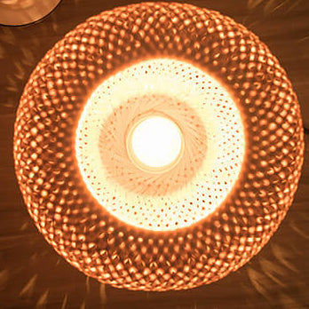 Traditional Chinese Moso Bamboo Wood Iron Weaving Oval Round 1-Light Table Lamp For Bedroom Lumendat