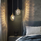 Modern Minimalist Round Ball Aluminum Crystal LED Pendant Light for Bedroom BulbSquare