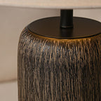 Japanese Wabi-sabi Fabric Shade Ceramic Column Base 1-Light Standing Floor Lamp Lumendat