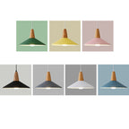 Nordic Minimalist Macaron Solid Color Aluminum Wood 1-light Pendant Light BulbSquare