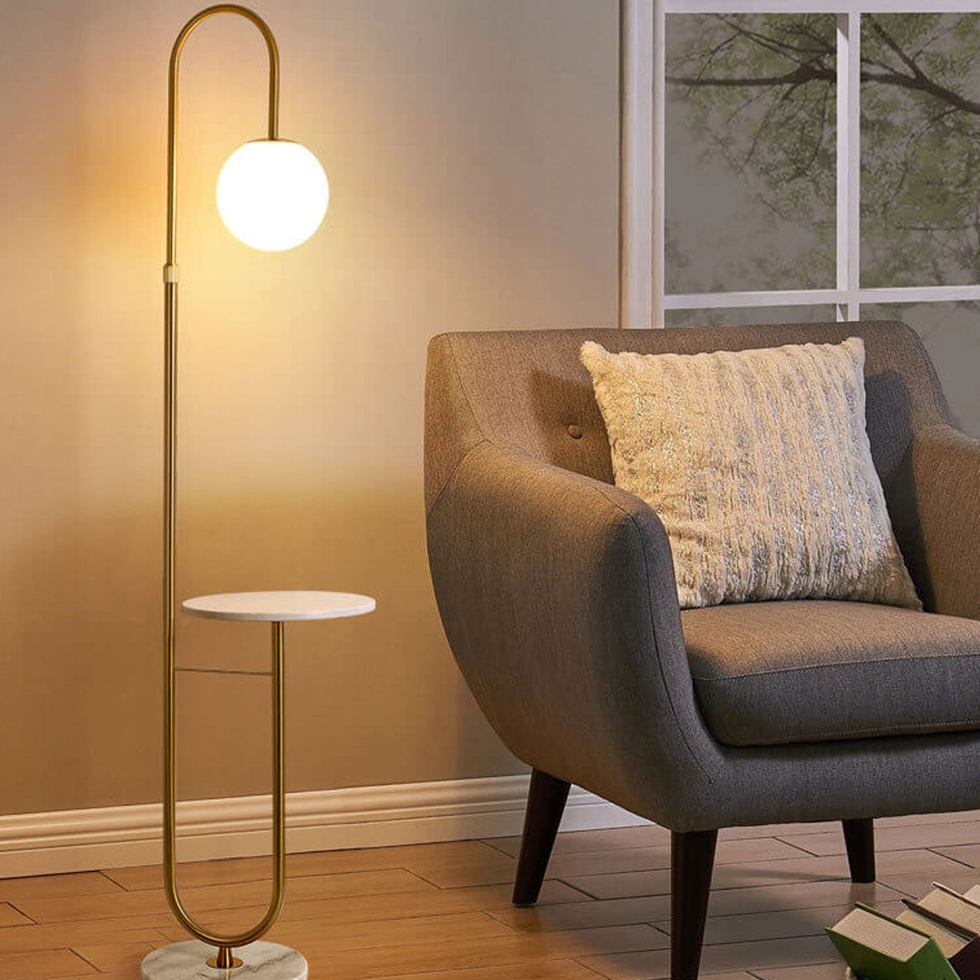 Nordic Minimalist Iron Marble Table LED Standing Floor Lamp Lumendat