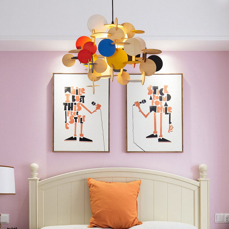 Contemporary Creative Round Building Blocks Acrylic Iron 1-Light Pendant Light For Living Room Lumendat