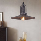 Contemporary Industrial Pot Lid Iron Antique 1-Light Pendant Light For Living Room